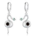 wholesale 925 Sterling Silver Snake Drop Earrings White Gold Plated Turquoise Stone Women Jewelry-0-0