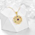 wholesale 14K Gold 7 Chakras Lotus Flower Yoga Pendant Necklaces for Women - Amethyst Crystal Jewelry Set-0-2