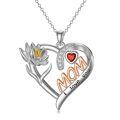 TOUPOP Sterling Silver Mom Birthflower Necklace For Women-0-0