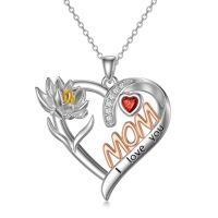 TOUPOP Sterling Silver Mom Birthflower Necklace For Women-undefined