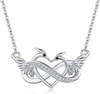 wholesale 925 Sterling Silver Infinity Love Swans Heart Pendant Necklace Gifts for Women-Phoenix-A