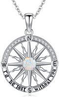 wholesale 925 Sterling Silver Opal Compass Necklace with I'd be lost without you Pendant - Gifts for Women-0-0