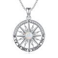 wholesale 925 Sterling Silver Opal Compass Necklace with I'd be lost without you Pendant - Gifts for Women-0-0