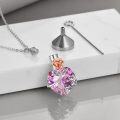 wholesale 925 Sterling Silver Purple Crystal Love Heart Keepsake Pendant with Rose and Leaves-0-13
