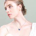 wholesale 925 Sterling Silver Blue Enamel Butterfly Pendant Necklace for Women Gifts for Her Valentines Day Jewelry-0-2
