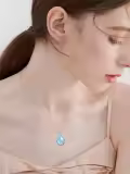 TOUPOP Sterling Silver Turquoise Moonstone Onyx Infinity Rose Pendant Necklace-0-3