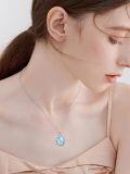TOUPOP Sterling Silver Turquoise Moonstone Onyx Infinity Rose Pendant Necklace-0-3