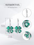 wholesale 925 Sterling Silver Green Crystal Four-Leaf Clover Drop Earrings Irish Lucky Charm  for Women Girls-0-1
