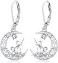 wholesale 925 Sterling Silver Crescent Moon & Cat Claw Drop Earrings - Unique Gift for Her-0-0