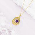 wholesale Sterling Silver Yellow Gold Plated Gemstone Tree of Life Pendant Necklace-0-68