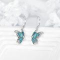 wholesale 925 Sterling Silver Butterfly Created Turquoise Filigree Drop Earrings For Women-0-3