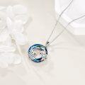 wholesale 925 Sterling Silver Blue Crystal Axolotl & Fish Charm Pendant Necklace-0-4