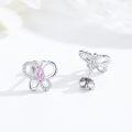wholesale 925 Sterling Silver Teardrop Pink Sapphire Butterfly Stud Earrings for Women-0-1