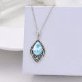 wholesale Sterling Silver Moonstone Turquoise Onyx Larimar Moss Agate Filigree Teardrop Pendant Necklace-0-18