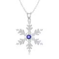 TOUPOP Sterling Silver Snowflake Pendant Necklace Winter Frozen Jewelry Gift-0-0