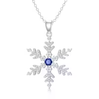 TOUPOP Sterling Silver Snowflake Pendant Necklace Winter Frozen Jewelry Gift-undefined