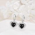 wholesale 925 Sterling Silver Metal Drusy Crystal Angel Wing Heart Dangle Earring Black Leverback Drop s for Women-0-1
