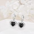 wholesale 925 Sterling Silver Metal Drusy Crystal Angel Wing Heart Dangle Earring Black Leverback Drop s for Women-0-1