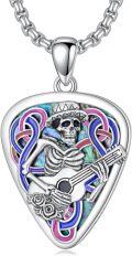 wholesale 925 Sterling Silver Abalone Shell Guitar Skull Pendant Necklace for Men's Gifts Egyptian Jewelry-0-0