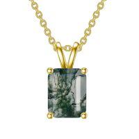 wholesale Gold-Plated 925 Sterling Silver Emerald-Cut Moss Agate Pendant Necklace - Natural Green Stone Jewelry-Emerald-Cut gold