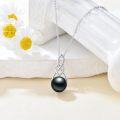 wholesale 925 Sterling Silver Black Pearl Pendant Necklace with Infinity Design and 18+2 Chain - Perfect Gift for Valentine's & Mother¡¯s Day-0-1