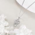 wholesale 925 Sterling Silver Heart Treble Clef Musical Notes Cubic Zirconia Pendant Necklaces s for Women Girls 45cm Chain Length (Silver)-0-4