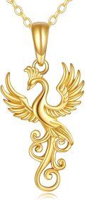 wholesale 14K Gold Phoenix Pendant Necklace with Gemstone for Women-0-0