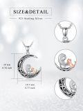wholesale 925 Sterling Silver Moon and Cat Heart Pendant Necklace for Women-0-4