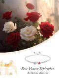 wholesale 925 Sterling Silver Rose Flower Birthstone Bolo Bracelet for Women-0-4