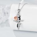 wholesale 925 Sterling Silver Cross Pendant with Rose and Cubic Zirconia Necklace for Nurses Gifts-0-2