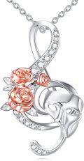 wholesale S925 Sterling Silver Musical Mask Pendant Necklace with Rose Accents Opera s for Women-0-0