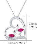 wholesale 925 Sterling Silver Pink CZ Flamingos in Heart Pendant Necklace-0-6