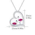 wholesale 925 Sterling Silver Pink CZ Flamingos in Heart Pendant Necklace-0-6