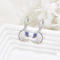 wholesale 925 Sterling Silver Purple Blue Enamel Butterfly & White Daisy Drop Earrings for Women Girls Gift-0-2