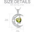 wholesale TOUPOP Peridot August Birthstone Necklace 925 Sterling Silver Moon And Star Pendant Necklace Celtic Moon Peridot Jewelry Anniversary Birthday Christmas Gifts For Women Wife Mom Her -0-5