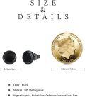 wholesale 925 Sterling Silver Round Black Onyx Stud Earrings - Hypoallergenic Punk Gothic Jewelry for Women and Men-0-5