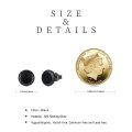 wholesale 925 Sterling Silver Round Black Onyx Stud Earrings - Hypoallergenic Punk Gothic Jewelry for Women and Men-0-5