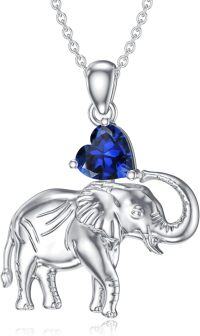 wholesale  Silver Gemstone Elephant Pendant Necklace for Women ( chars)-September