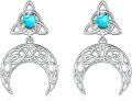wholesale 925 Sterling Silver Turquoise Celtic Knot Crescent Moon Stud Earrings for Women-0-0