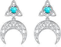 wholesale 925 Sterling Silver Turquoise Celtic Knot Crescent Moon Stud Earrings for Women-Moon