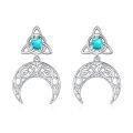 wholesale 925 Sterling Silver Turquoise Celtic Knot Crescent Moon Stud Earrings for Women-0-0