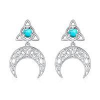 wholesale 925 Sterling Silver Turquoise Celtic Knot Crescent Moon Stud Earrings for Women-Moon