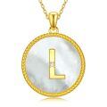 wholesale Gold 925 Sterling Silver Mother of Pearl Initial L Pendant Necklace for Women-0-0