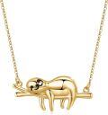 wholesale Gold 925 Sterling Silver Sloth Sliding Charm Necklace with Stuffed Animal Pendant Gift for Women-0-0