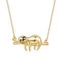 wholesale 925 Sterling Silver Sloth On Branch Gold Plated Pendant Necklace For Women-0-0