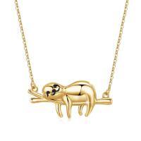 wholesale 925 Sterling Silver Sloth On Branch Necklace Gold Plated Charm-B-Gold