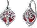 wholesale 925 Sterling Silver Birthstone Tree of Life Leverback Earrings for Women Teens-0-0
