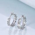 wholesale 925 Sterling Silver Butterfly & Crystal Huggie Hoops - 6mm Diameter (Silver)-0-2