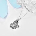 wholesale 925 Sterling Silver Oxidized Long Haired Cat Pendant Necklace With Pave Cz Stones-0-4