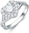 wholesale TOUPOP Personalized Heart Moissanite Rings For Women Twist Rope Engagement Wedding Moissanite Rings 1ct D Color Vvs1 Clarity 925 Sterling Silver 18k Gold Plated Moissanite Promise Rings Gifts For Her -0-0